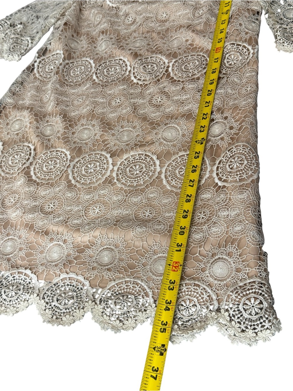 VA ET VIENT Romantic Parisian Lace Shift Dress Silk Bow Back Quiet Luxury, 10 - Picture 8 of 13